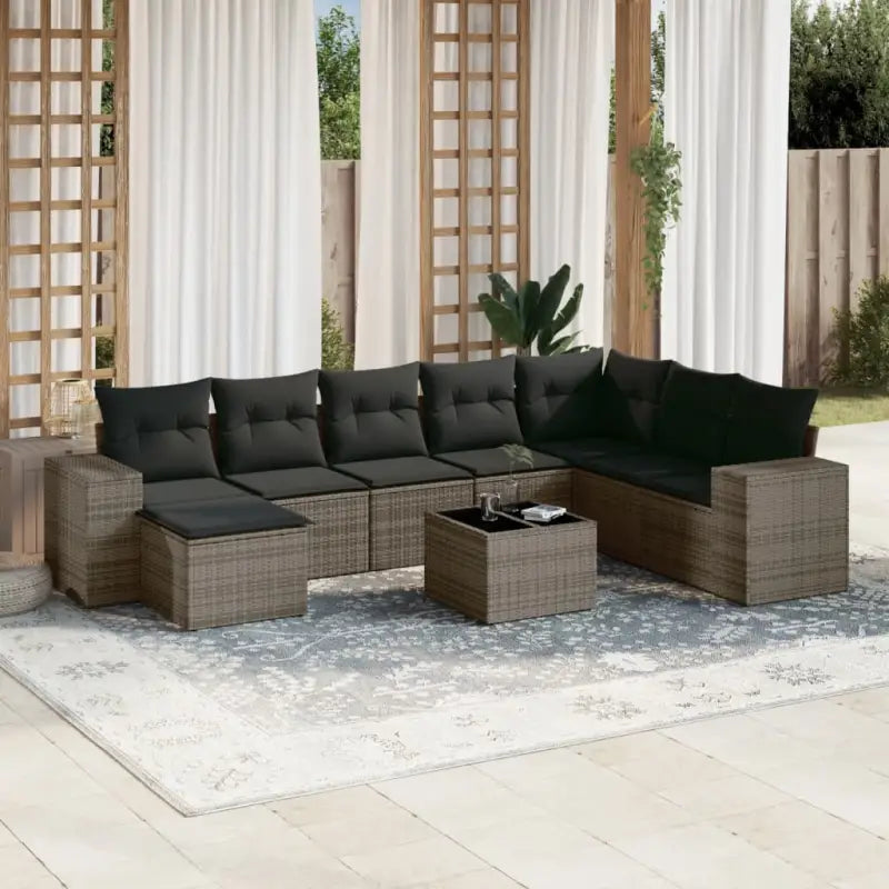 Zwarte loungeset van gepoedercoat staal met ideale afmetingen voor tuin - Grijs / Zonder tafel - Tuinsets