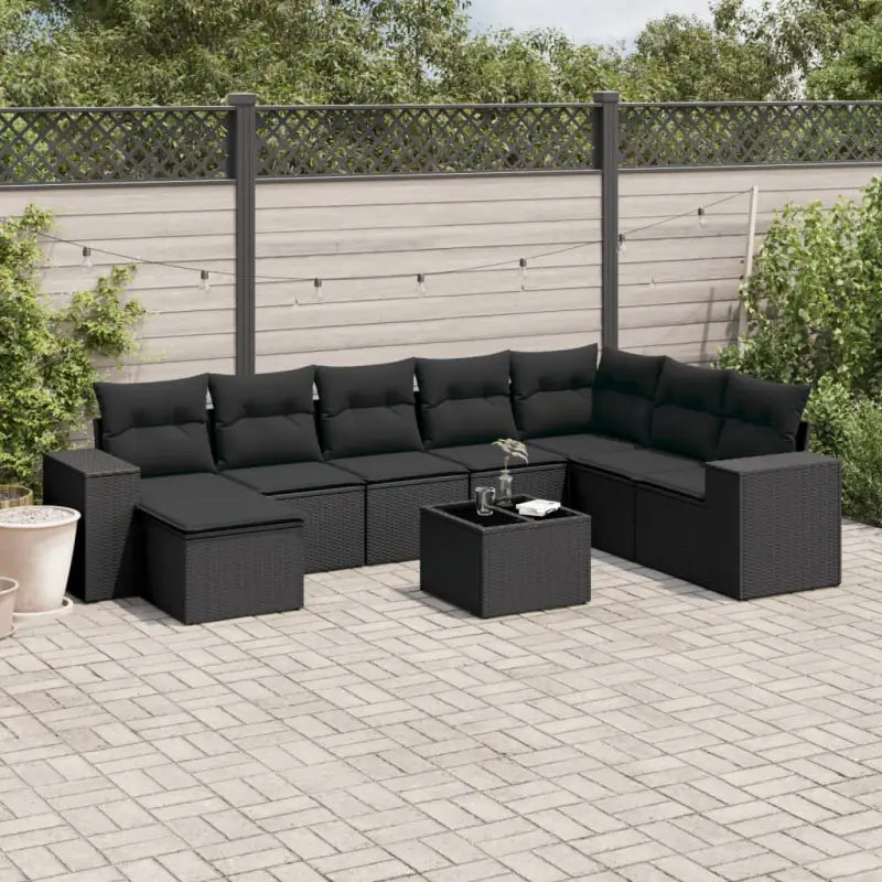 Zwarte loungeset van gepoedercoat staal met ideale afmetingen voor tuin - Tuinsets