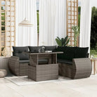 Zwarte loungeset van gepoedercoat staal met perfecte afmetingen voor tuin - Grijs / Met tafel - Tuinsets