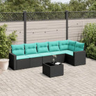 Zwarte loungeset van gepoedercoat staal met perfecte afmetingen voor je tuin - Zwart en blauw / Met tafel - Tuinsets