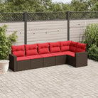 Zwarte loungeset van gepoedercoat staal met perfecte afmetingen voor je tuin - Bruin en rood / Zonder tafel - Tuinsets