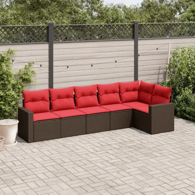 Zwarte loungeset van gepoedercoat staal met perfecte afmetingen voor je tuin - Bruin en rood / Zonder tafel - Tuinsets