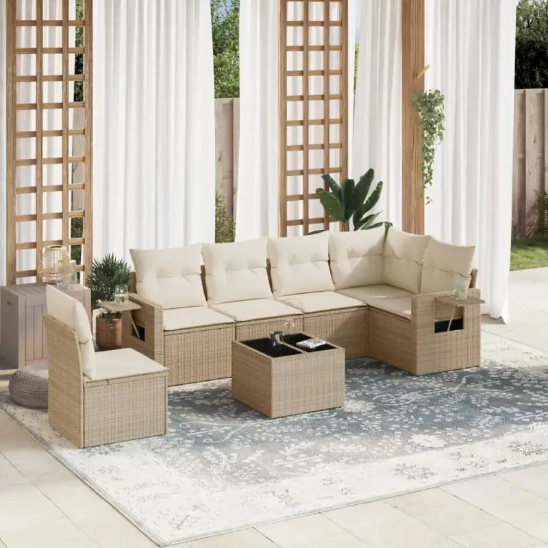 Zwarte loungeset van gepoedercoat staal voor buiten met goede afmetingen - beige en crèmekleurig / Met tafel - Tuinsets