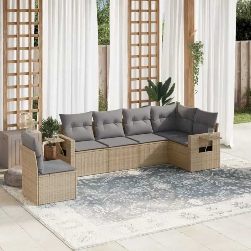 Zwarte loungeset van gepoedercoat staal voor buiten met goede afmetingen - Beige en grijs / Zonder tafel - Tuinsets