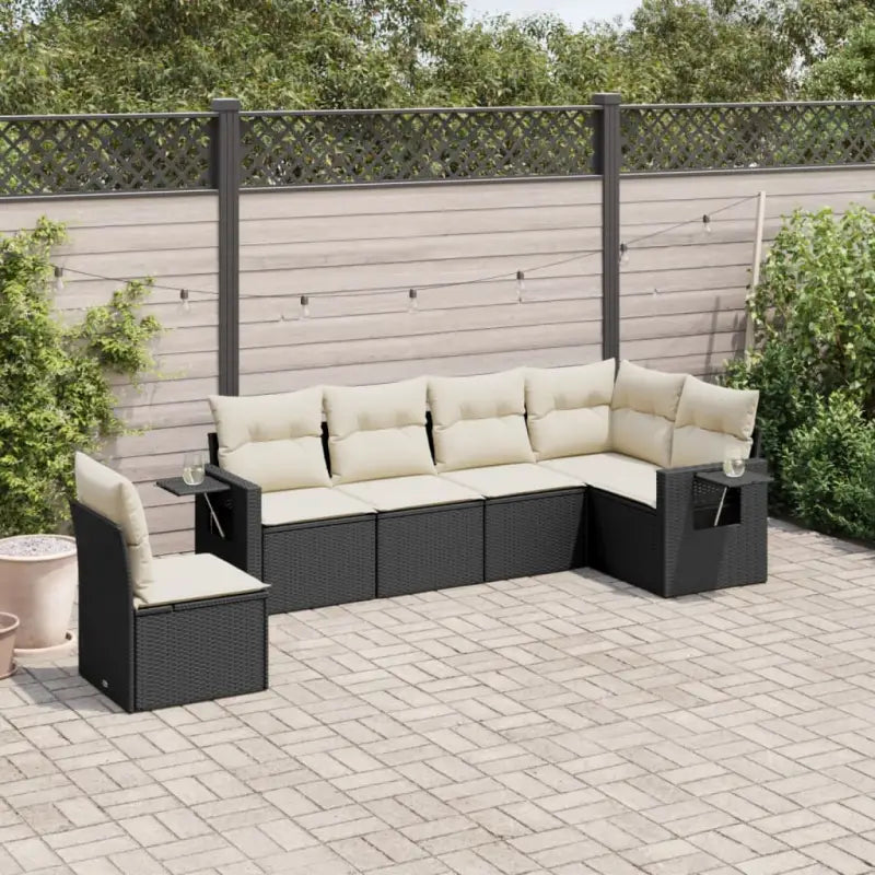 Zwarte loungeset van gepoedercoat staal voor buiten met goede afmetingen - Zwart en crème / Zonder tafel - Tuinsets