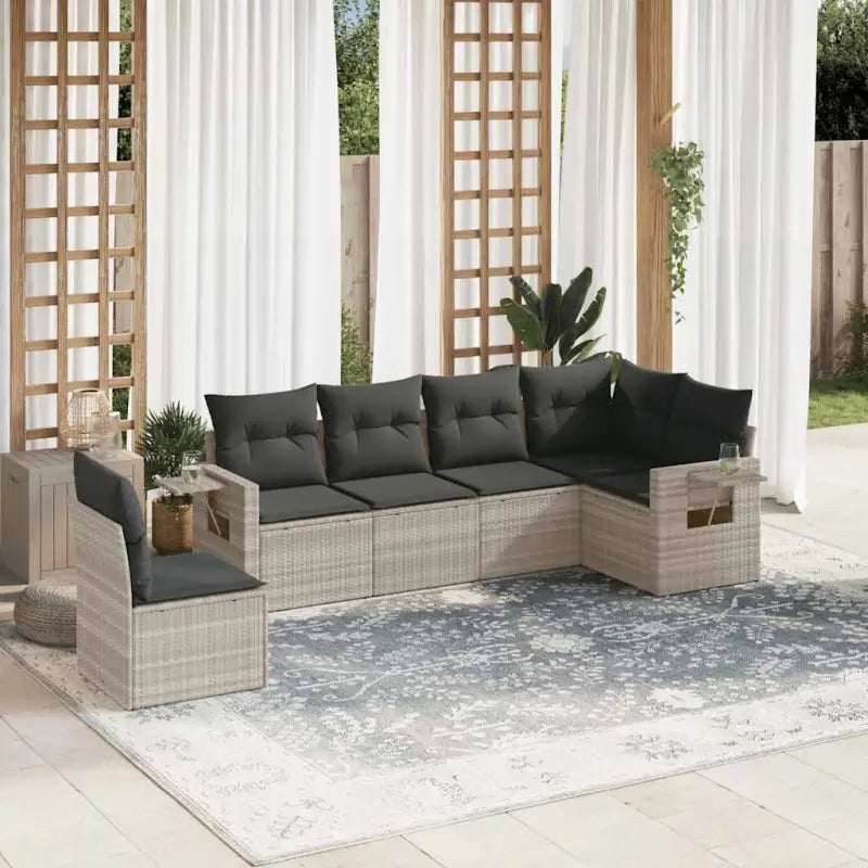 Zwarte loungeset van gepoedercoat staal voor buiten met goede afmetingen - Lichtgrijs / Zonder tafel - Tuinsets