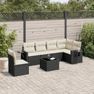 Zwarte loungeset van gepoedercoat staal voor buiten met goede afmetingen - Zwart en crème / Met tafel - Tuinsets