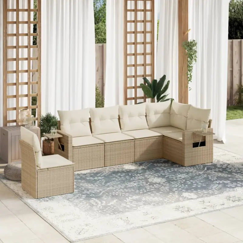 Zwarte loungeset van gepoedercoat staal voor buiten met goede afmetingen - beige en crèmekleurig / Zonder tafel