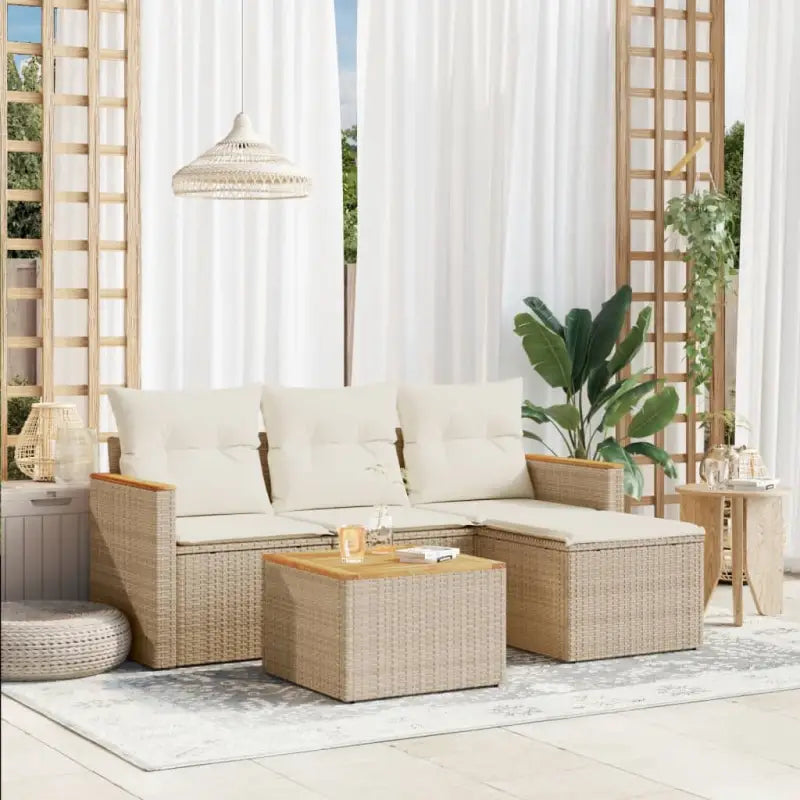 Zwarte loungeset van gepoedercoat staal voor buiten op maat - Beige / Met tafel - Tuinsets