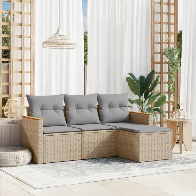 Zwarte loungeset van gepoedercoat staal voor buiten op maat - Gemengd beige / Zonder tafel - Tuinsets