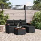 Zwarte loungeset van gepoedercoat staal voor buiten op maat - Zwart / Met tafel - Tuinsets