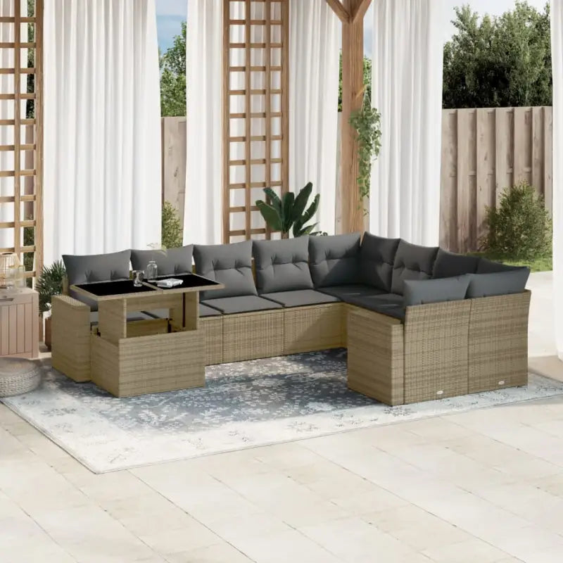 Zwarte loungeset van gepoedercoat staal voor buiten passende afmetingen - Beige en grijs - Tuinsets