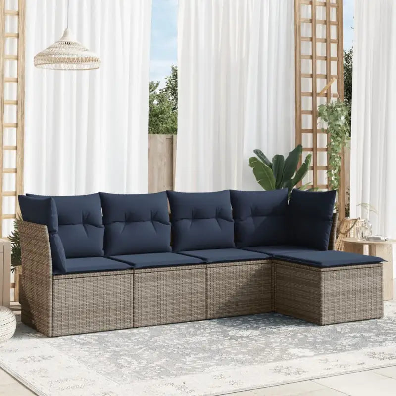 Zwarte loungeset van gepoedercoat staal voor buitenplezier - Beige en grijs / Zonder tafel - Tuinsets