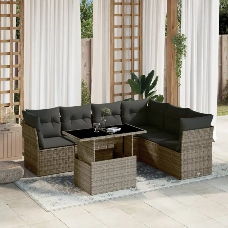 Zwarte loungeset van gepoedercoat staal voor buitenplezier - Grijs / zonder opbergruimte - Tuinsets