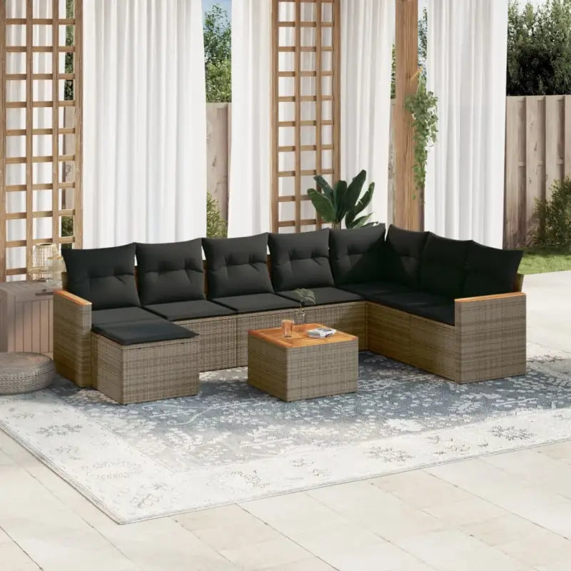 Zwarte loungeset van gepoedercoat staal voor buitenplezier - Grijs / Met tafel - Tuinsets