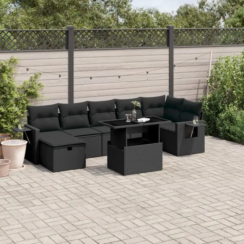 Zwarte loungeset van gepoedercoat staal voor buitenplezier - Tuinsets