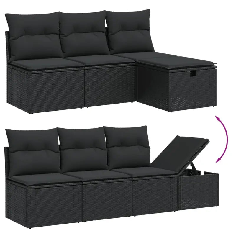 Zwarte loungeset van gepoedercoat staal voor buitenplezier - Tuinsets