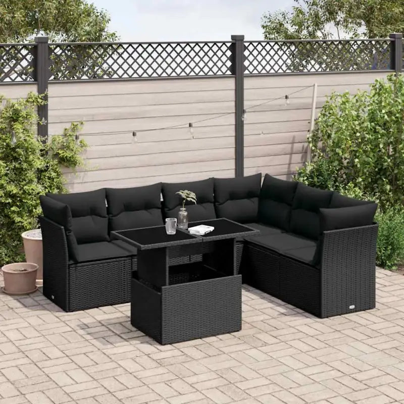 Zwarte loungeset van gepoedercoat staal voor buitenplezier - Zwart / zonder opbergruimte - Tuinsets