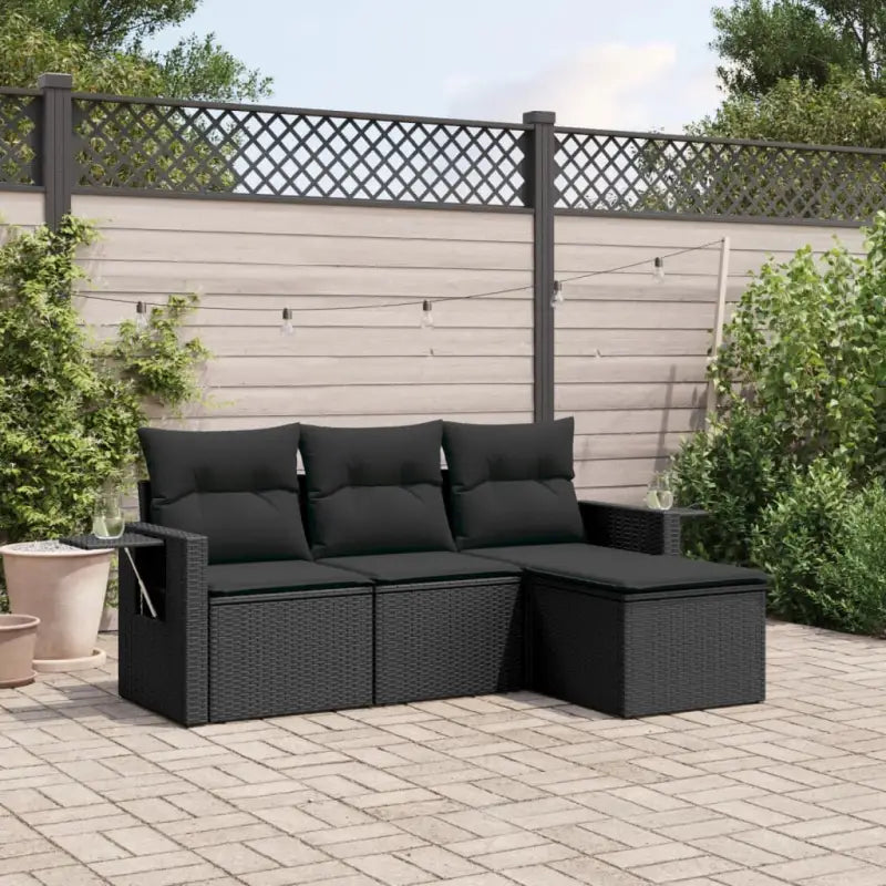 Zwarte loungeset van gepoedercoat staal voor buitenruimte - Zwart / Zonder tafel - Tuinsets