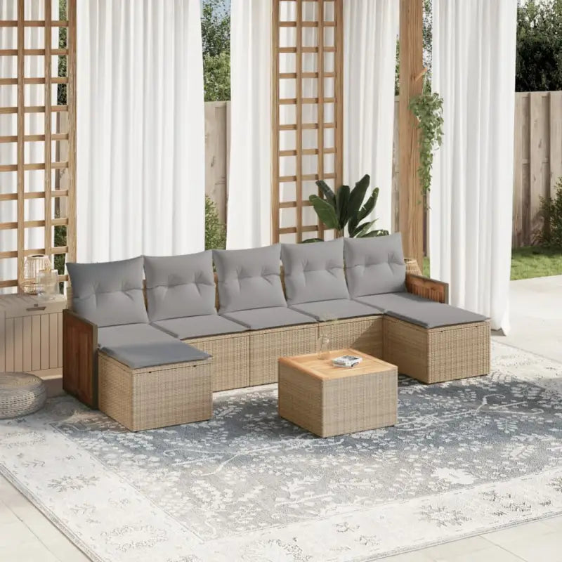 Zwarte loungeset van gepoedercoat staal voor in je tuin of terras - Beige en grijs / Met tafel - Tuinsets