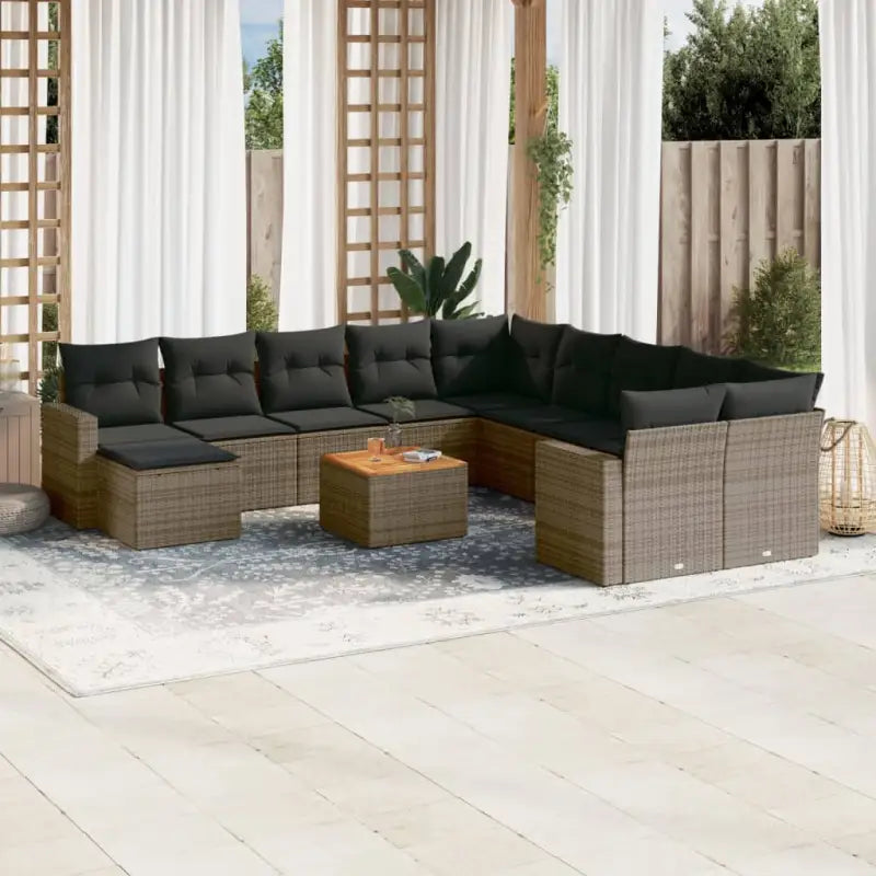 Zwarte loungeset van gepoedercoat staal voor je tuin of terras - Grijs - Tuinsets
