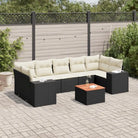 Zwarte loungeset van gepoedercoat staal voor jouw tuin of terras - Zwart en crème - Tuinsets