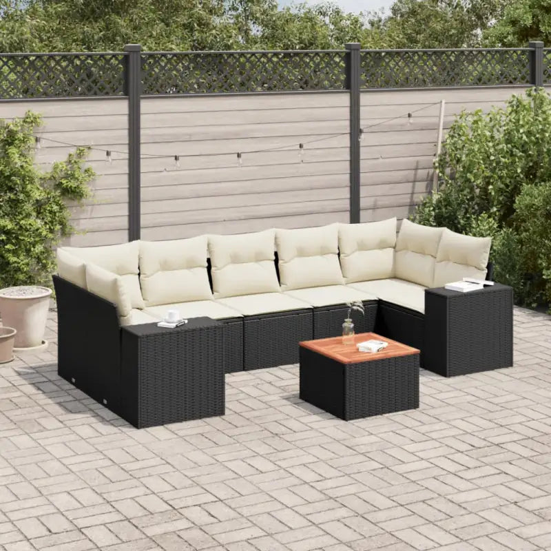 Zwarte loungeset van gepoedercoat staal voor jouw tuin of terras - Zwart en crème - Tuinsets