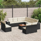 Zwarte loungeset van gepoedercoat staal voor jouw tuin of terras - Zwart en crème - Tuinsets