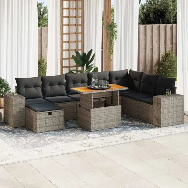 Zwarte loungeset van gepoedercoat staal voor jouw tuin of terras - Grijs / met opbergruimte - Tuinsets
