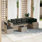 Zwarte loungeset van gepoedercoat staal voor tuin en terras - Lichtgrijs / Met tafel - Tuinsets