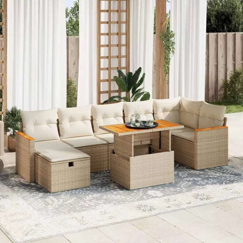 Zwarte loungeset van gepoedercoat staal voor tuin en terras - beige en crèmekleurig / met opbergruimte - Tuinsets