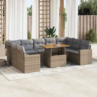 Zwarte loungeset van gepoedercoat staal voor tuin en terras - beige en lichtgrijs / 4x hoek + Tafel + 5x midden