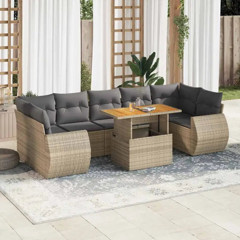 Zwarte loungeset van gepoedercoat staal voor tuin en terras - Beige en grijs / met opbergruimte - Tuinsets