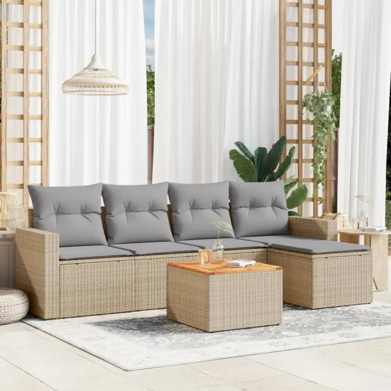 Zwarte loungeset van gepoedercoat staal voor tuin en terras - beige mix en lichtgrijs - Tuinsets
