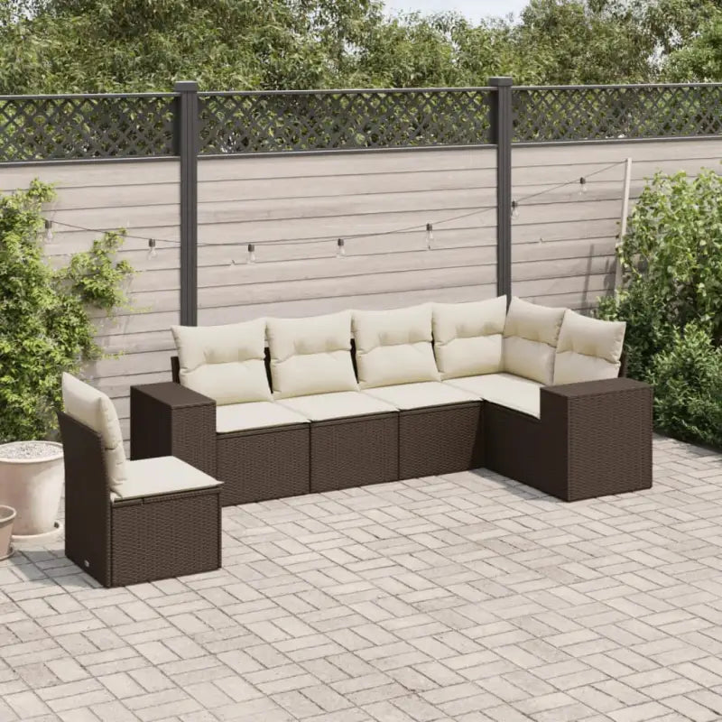 Zwarte loungeset van gepoedercoat staal voor tuin en terras - Bruin en crème / Zonder tafel - Tuinsets