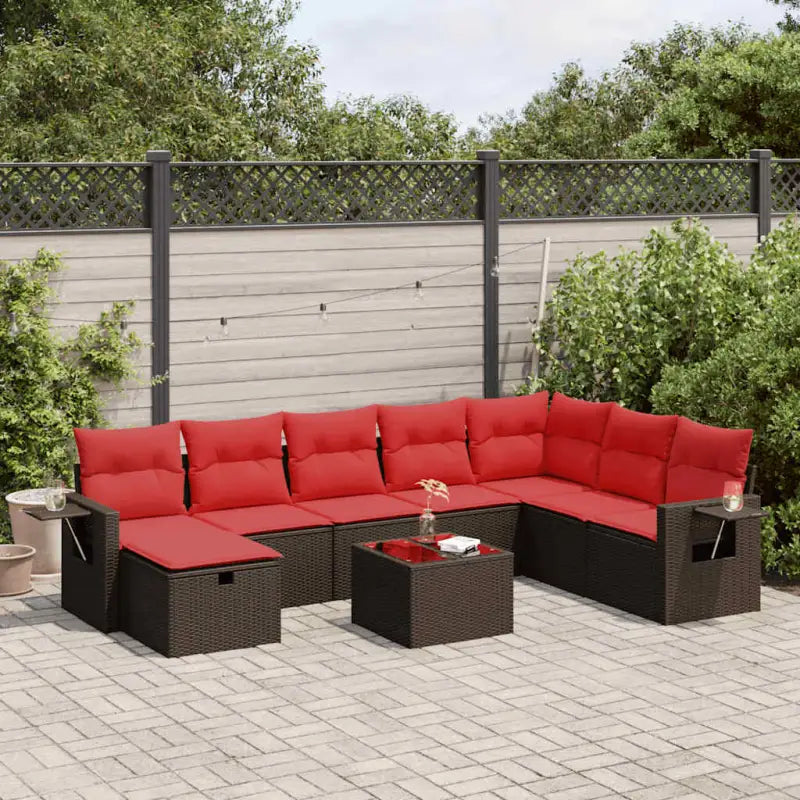 Zwarte loungeset van gepoedercoat staal voor tuin en terras - Bruin / met opbergruimte - Tuinsets