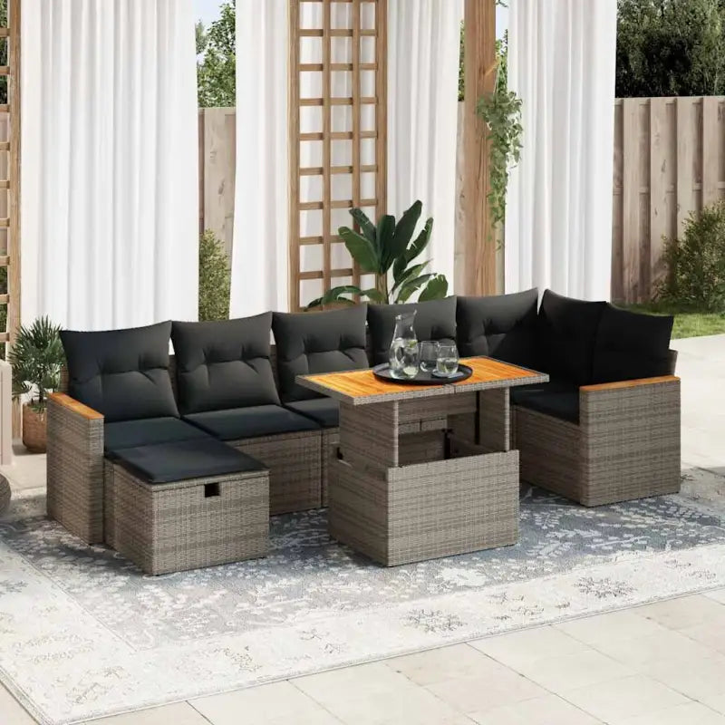 Zwarte loungeset van gepoedercoat staal voor tuin en terras - Grijs / met opbergruimte - Tuinsets