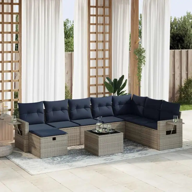 Zwarte loungeset van gepoedercoat staal voor tuin en terras - Grijs / met opbergruimte - Tuinsets