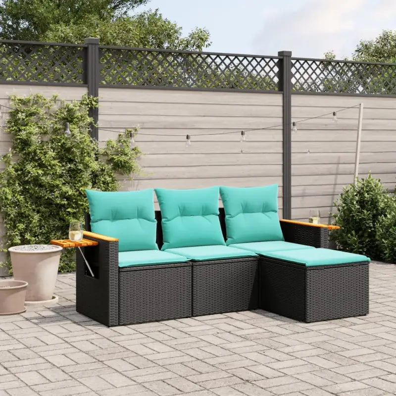 Zwarte loungeset van gepoedercoat staal voor tuin en terras - Tuinsets