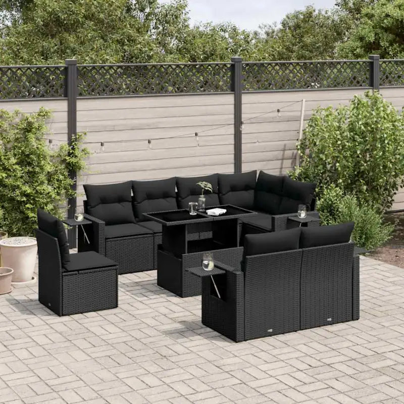 Zwarte loungeset van gepoedercoat staal voor tuin en terras - Tuinsets
