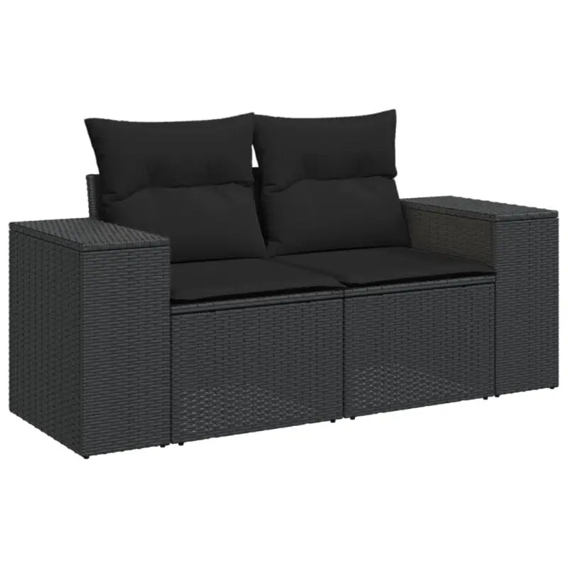 Zwarte loungeset van gepoedercoat staal voor tuin en terras - Tuinsets