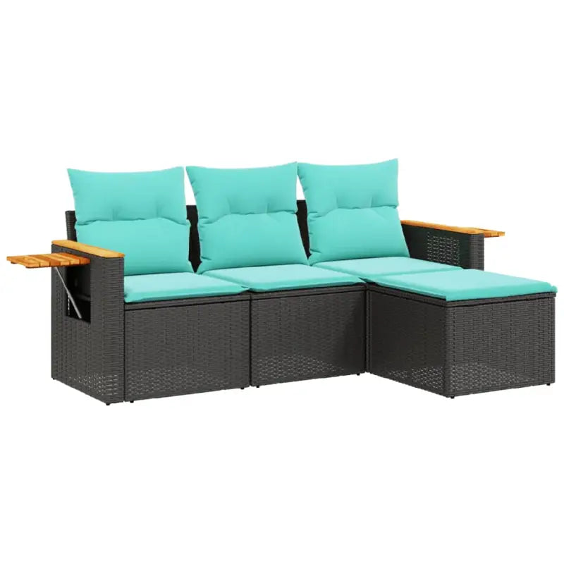 Zwarte loungeset van gepoedercoat staal voor tuin en terras - Tuinsets