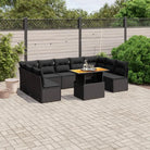 Zwarte loungeset van gepoedercoat staal voor tuin en terras - Zwart / 5x midden + 4x hoek + Tafel - Tuinsets