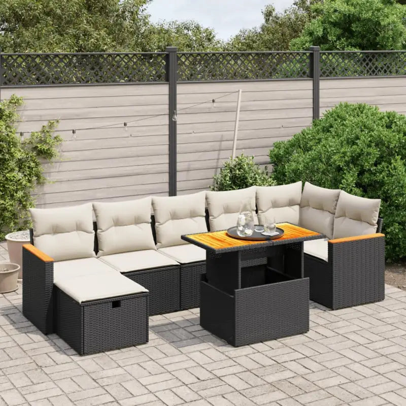 Zwarte loungeset van gepoedercoat staal voor tuin en terras - Zwart en crème / zonder opbergruimte - Tuinsets