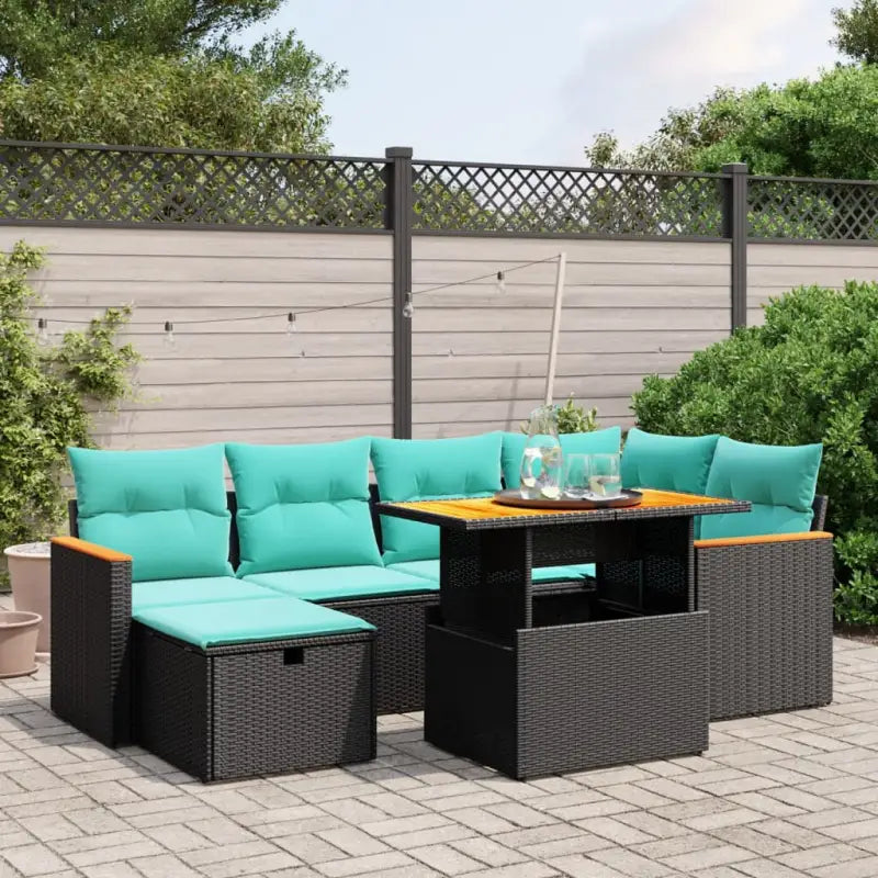 Zwarte loungeset van gepoedercoat staal voor tuin en terras - Zwart / zonder opbergruimte - Tuinsets