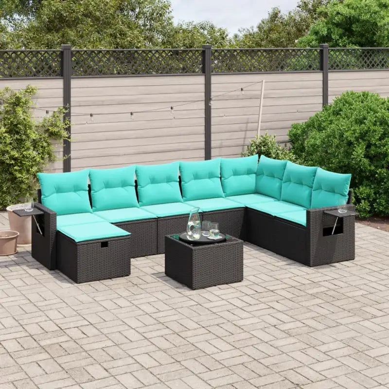 Zwarte loungeset van gepoedercoat staal voor tuin en terras - Zwart / zonder opbergruimte - Tuinsets