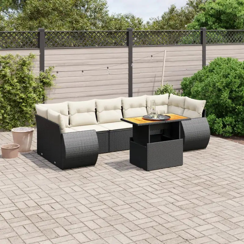 Zwarte loungeset van gepoedercoat staal voor tuin en terras - Zwart en crème / zonder opbergruimte - Tuinsets
