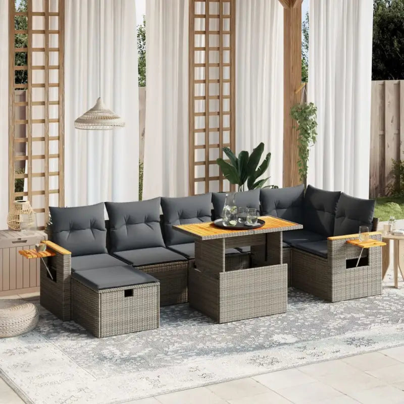 Zwarte loungeset van gepoedercoat staal voor tuin of terras - Grijs / zonder opbergruimte - Tuinsets