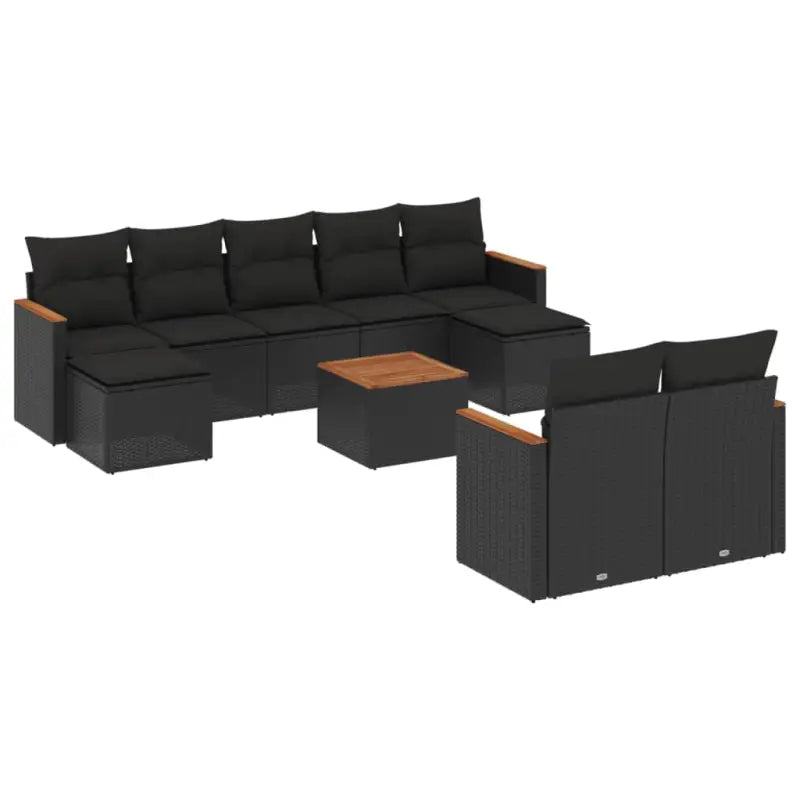 Zwarte loungeset van gepoedercoat staal voor tuin of terras - Tuinsets