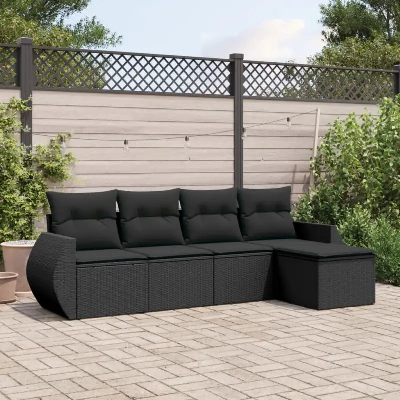 Zwarte loungeset van gepoedercoat staal voor tuin of terras - Zwart / Met tafel - Tuinsets
